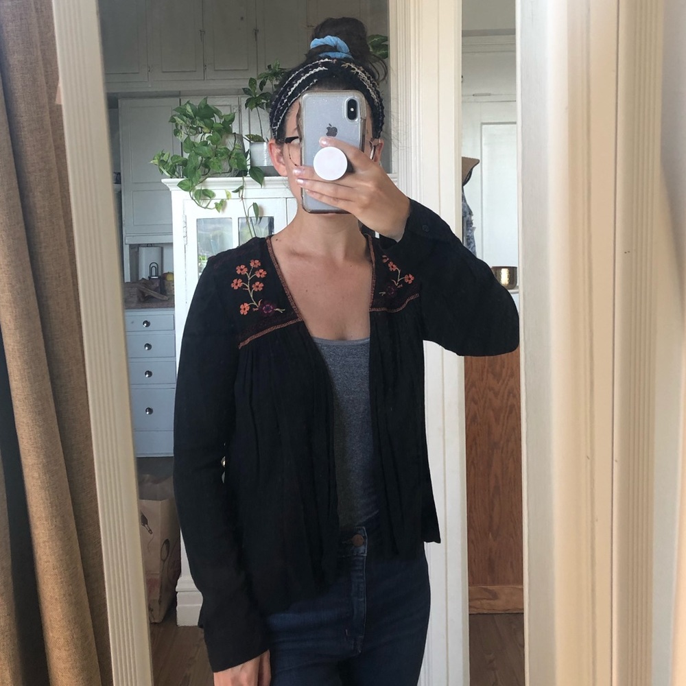 Black floral cardigan